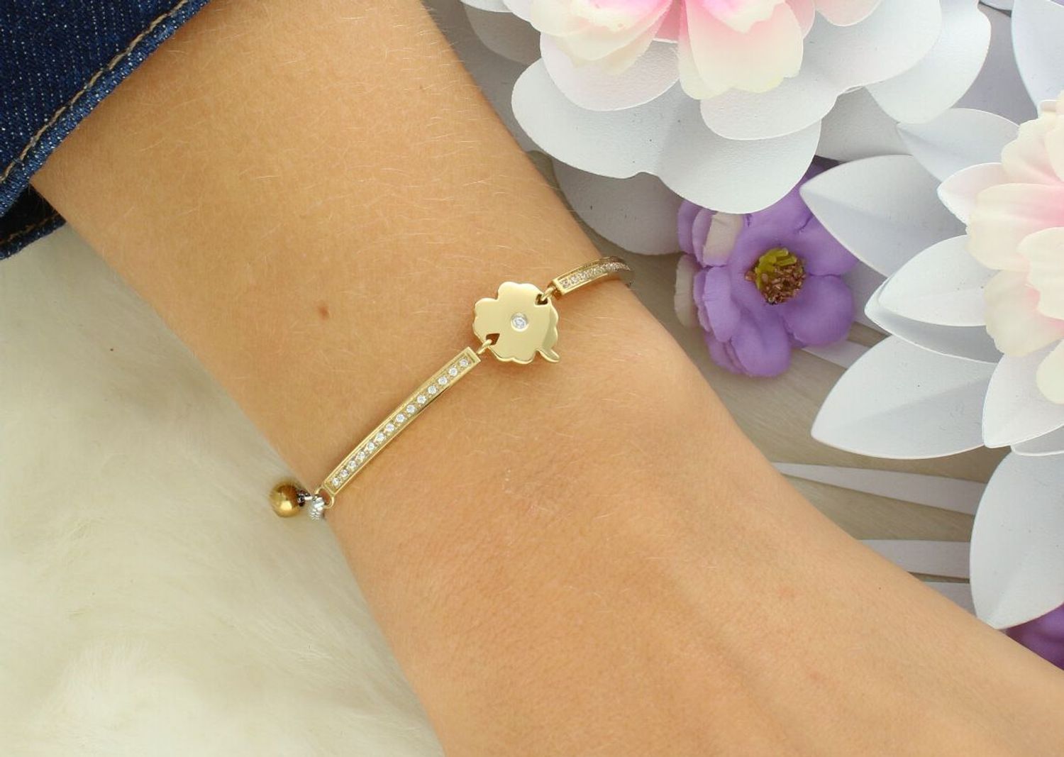 Bransoletka damska Nomination Italy Milleluci koniczynka złota 028018 006.jpg